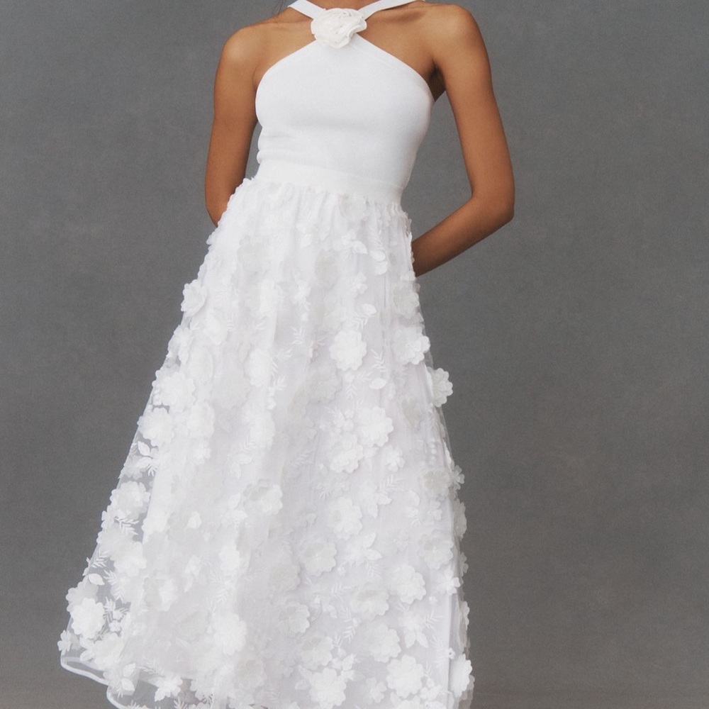 BHLDN Strapless White Floral skirt